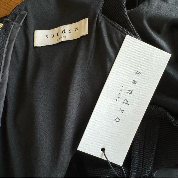 Sandro Sleeveless V-Neck Exposed Zipper Fit N Flare Dress New With Tags - Picture 7 of 8